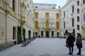 Tourists are visiting castle Hluboka nad Vltavou, South Bohemia