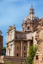 Tourists visiting the church of Santi Luca e Martina at the Roman Forum in Rome