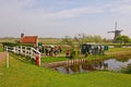 Tourists visiting the famous windmill at Kinderdijk, the Netherlands