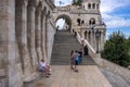 Tourists are visiting the Fisherman`s Bastion on the Castle Hill in Budapest, Hungary Royalty Free Stock Photo