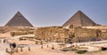 Giza Plateau with the Great Sphinx and the Giza pyramid complex Royalty Free Stock Photo