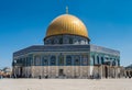 Tourists visiting the Golden Dome of the Rock, Qubbat al-Sakhra, an Islamic shrine located on the Temple Mount in the Old City of