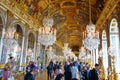 Tourists visiting the Hall of Mirrors in Versailles, France