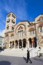 Tourists visiting the Holy Trinity Cathedral