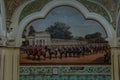 Tourists visiting the Interiors of the historic grand Mysore palace also called Amba Vilas palace