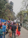tourists visiting the local street market at afternoon in Darjeeling Mahakal Market India
