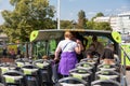 Tourists visiting Luxembourg city in open-top tour sightseeing bus Royalty Free Stock Photo