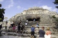 Tourists visiting Mayan ruins at Chacchoben Mexico