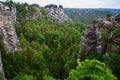 Tourists visiting mountain in Saxon Switzerland Royalty Free Stock Photo