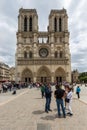 Tourists visiting the Notre Dame cathedral in Paris, France Royalty Free Stock Photo