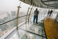 Tourists visiting Oriental Pearl Tower in Shanghai, China