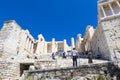 Tourists visiting the ruins of Parthenon