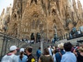 Tourists visiting the Sagrada Familia. Antonio Gaudi church