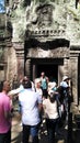 Tourists visiting Siem Reap Cambodia temple