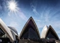 Tourists visiting sydney opera house in australia on sunny day