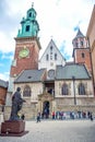 Tourists visiting Wawel Cathedral inside Wawel Royal Castle in Krakow, Poland