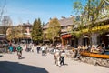 Tourists and visitors at the Whistler Ski Resort, Canada. Royalty Free Stock Photo