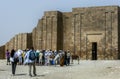 Tourists wait to enter the Funerary complex of Djoser at the ancient site of Saqqara in Egypt.