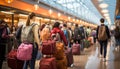 Tourists waiting, crowded station, luggage, journey, business travel, vacations generated by AI