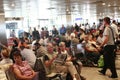 Tourists waiting delayed flight Istanbul, Ataturk Airport