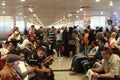 Tourists waiting delayed flight Istanbul, Ataturk Airport