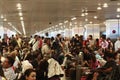 Tourists waiting delayed flight Istanbul, Ataturk Airport