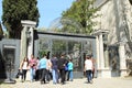 Tourists waiting in front of entrance to museum in Istanbul