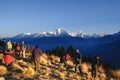 Tourists waiting sunrise at Poonhill, Annapurna circuit in Nepal