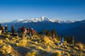 Tourists waiting sunrise at Poonhill, Annapurna circuit in Nepal