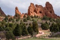 Tourists wakling hiking at garden of the gods colorado springs rocky mountains Royalty Free Stock Photo