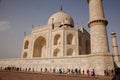 Tourists walk around base Taj Mahal Agra India