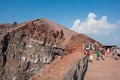 Tourists walk around the crater of Mount Vesuvius Royalty Free Stock Photo