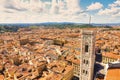 Tourists walk in the old city. Panoramic view, aerial skyline of Florence Firenze Cathedral of Santa Maria del Fiore, Ponte Royalty Free Stock Photo