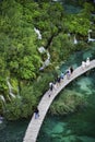 People visit Plitvice Lakes National Park Royalty Free Stock Photo