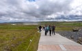 Tourists walking back from the Gullfoss Waterfall, Golden Circle, Iceland