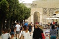 Tourists walking in the center of Otranto - italia
