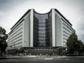 Tourists walking in front of Osaka Prefectural Police Headquarters, July 15, 2017