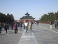 Tourists Walking in Front of the Temple of Heaven in Beijing Royalty Free Stock Photo