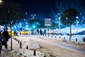 Tourists walking on Istanbul streets after snow storm