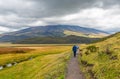 Limpiopungo Lagoon Hike Tourists, Cotopaxi Royalty Free Stock Photo