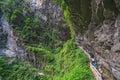 Tourists on a cliff path in Wulong National Park