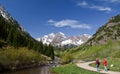 Tourists walking in Maroon Bells, Colorado Royalty Free Stock Photo