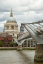 Tourists walking on milenium bridge in London Royalty Free Stock Photo