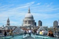 Tourists walking on milenium bridge in London Royalty Free Stock Photo