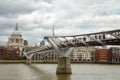 Tourists walking on milenium bridge in London Royalty Free Stock Photo