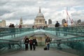 Tourists walking on milenium bridge in London Royalty Free Stock Photo
