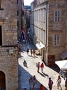 Tourists on a stone road in Dubrovnik