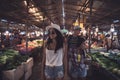 Tourists Walking Between Rows On Tropical Exotic Market Young People Choosing Fresh Fruits And Vegetables In Asian Royalty Free Stock Photo