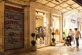 Tourists walking and shopping on narrow streets Royalty Free Stock Photo