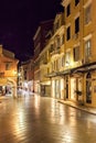 Tourists walking and shopping on narrow streets Royalty Free Stock Photo